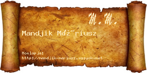 Mandjik Máriusz névjegykártya